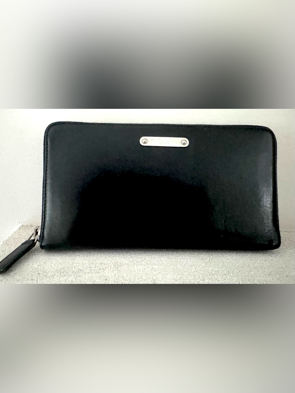 SAINT LAURENT Black Leather Zip Around Organizer Travel Wallet YSL EUC